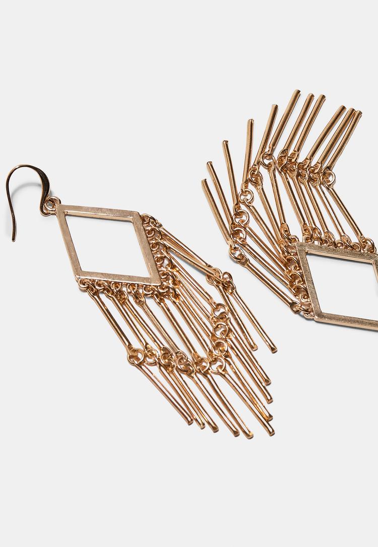 Stradivarius Μακρύ Σκουλαρίκι Ρόμβος Χρυσαφί Os φωτογραφία