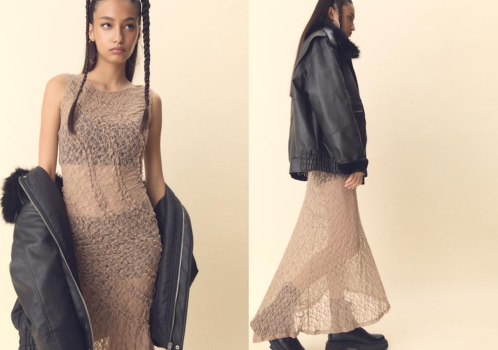 Asymmetrisches langes Spitzenkleid
