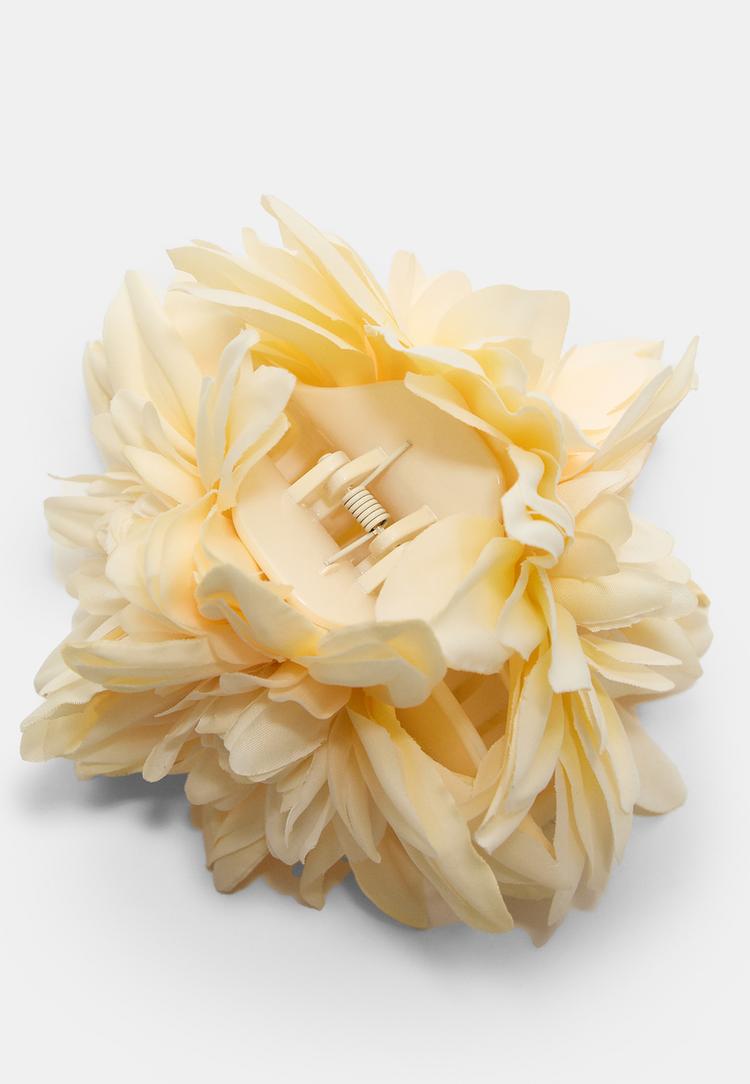 Stradivarius Μαξι Τσιμπιδάκι Μαλλιών Με Υφασμάτινο Λουλούδι Κίτρινο Os φωτογραφία