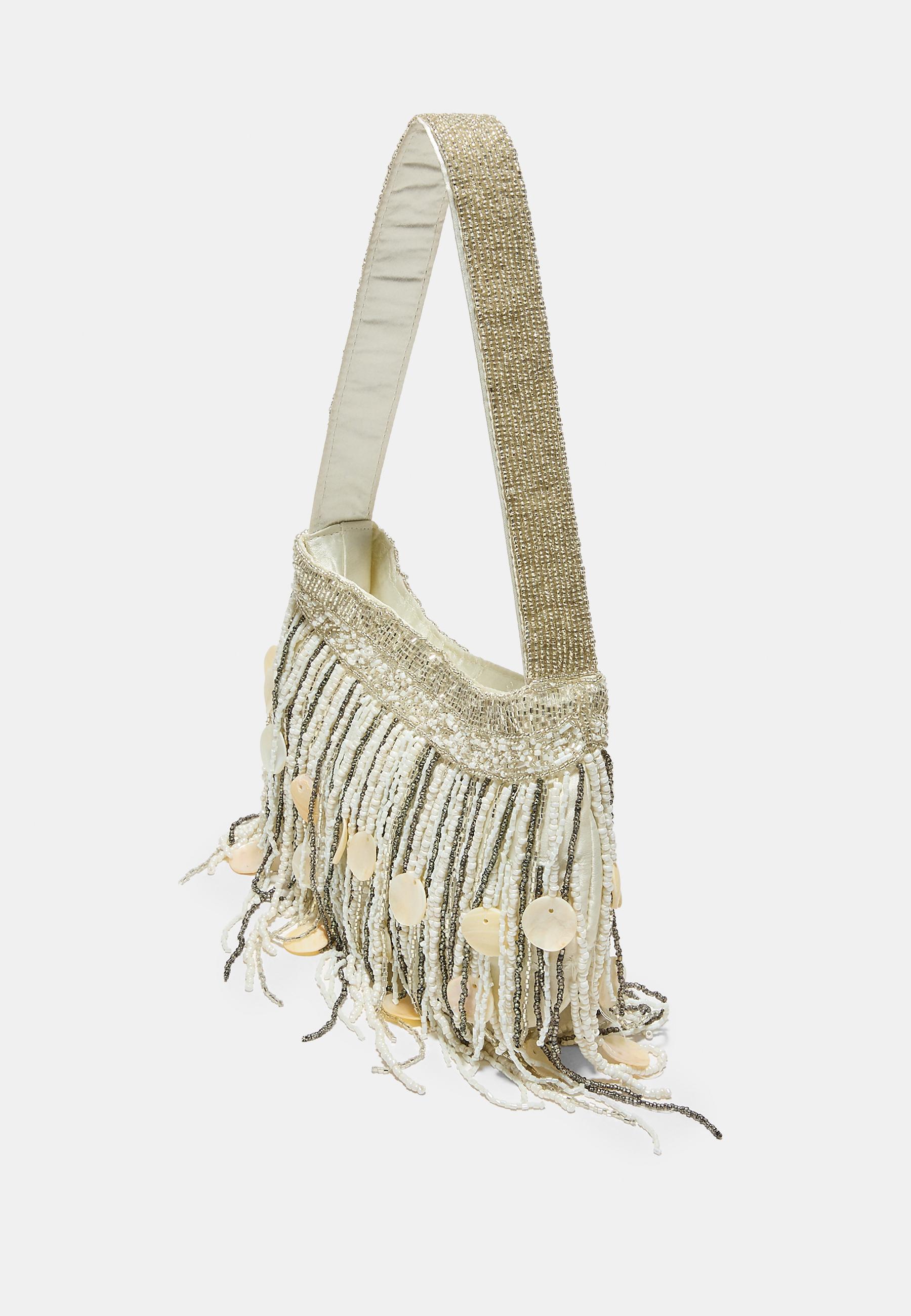 Beaded shoulder bag — Grey