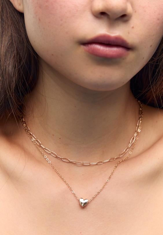 set 3 collares lariat corazon