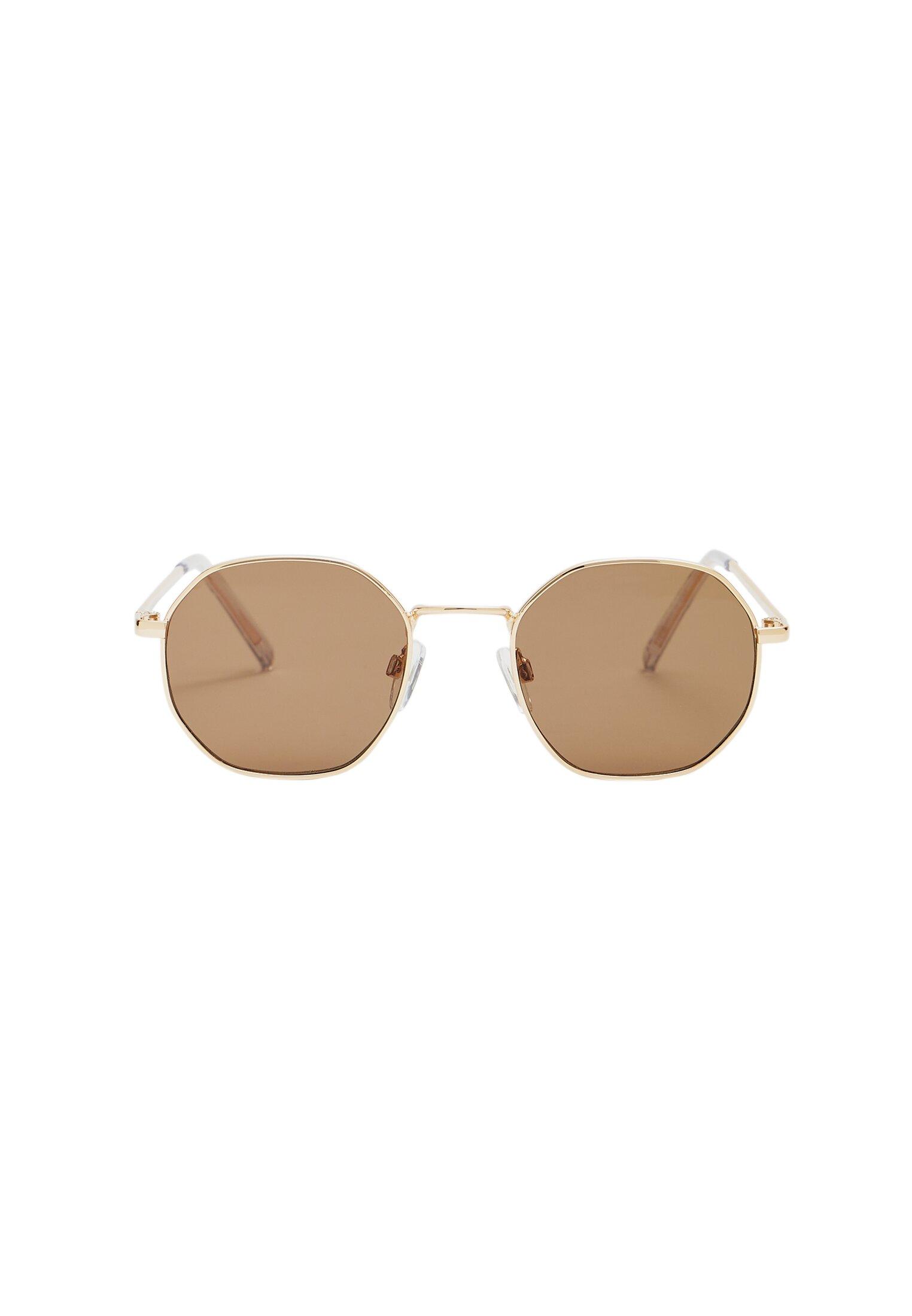 Hexagon metal sunglasses — Brown