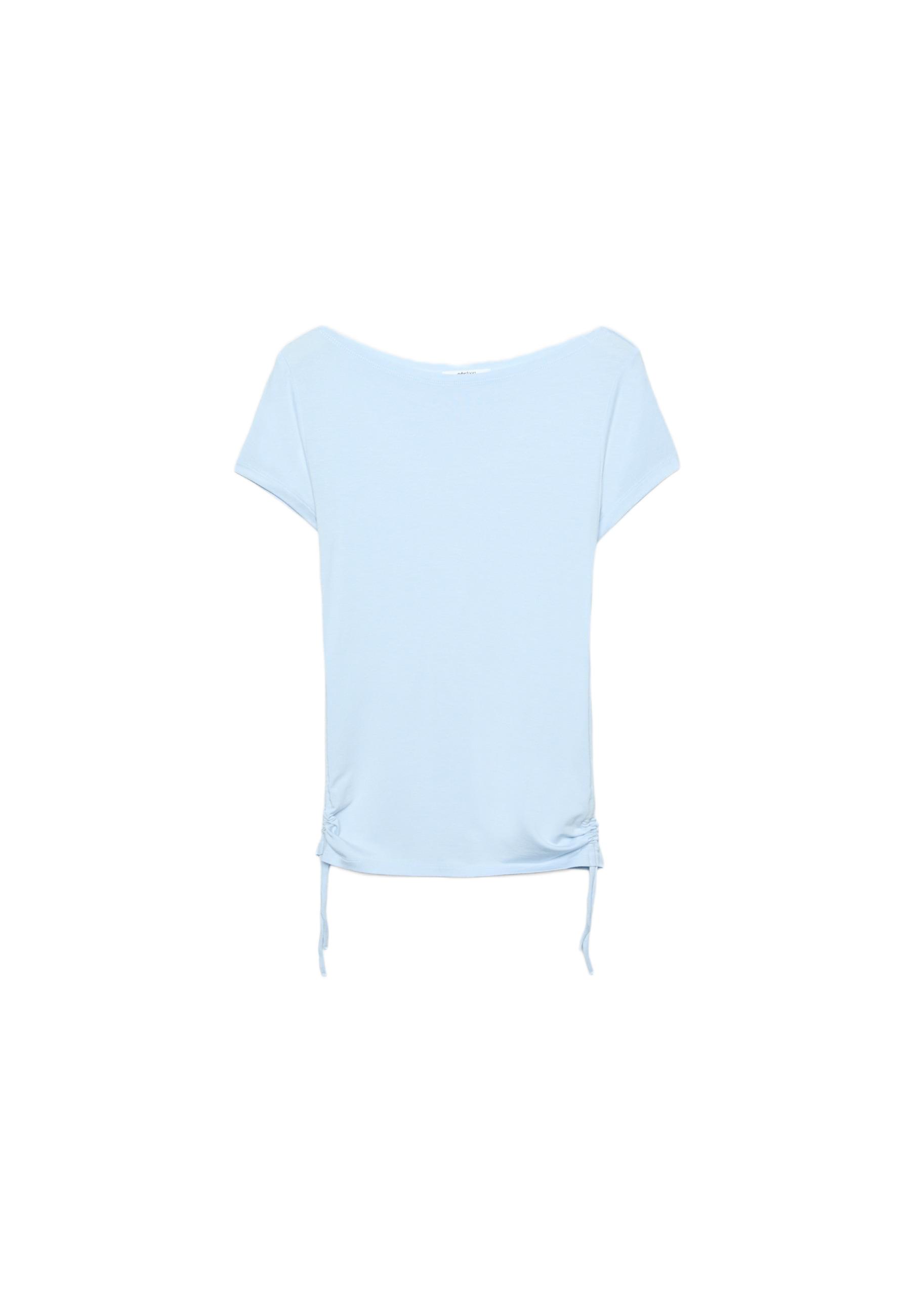 Short sleeve T-shirt with side ruching — Sky blue