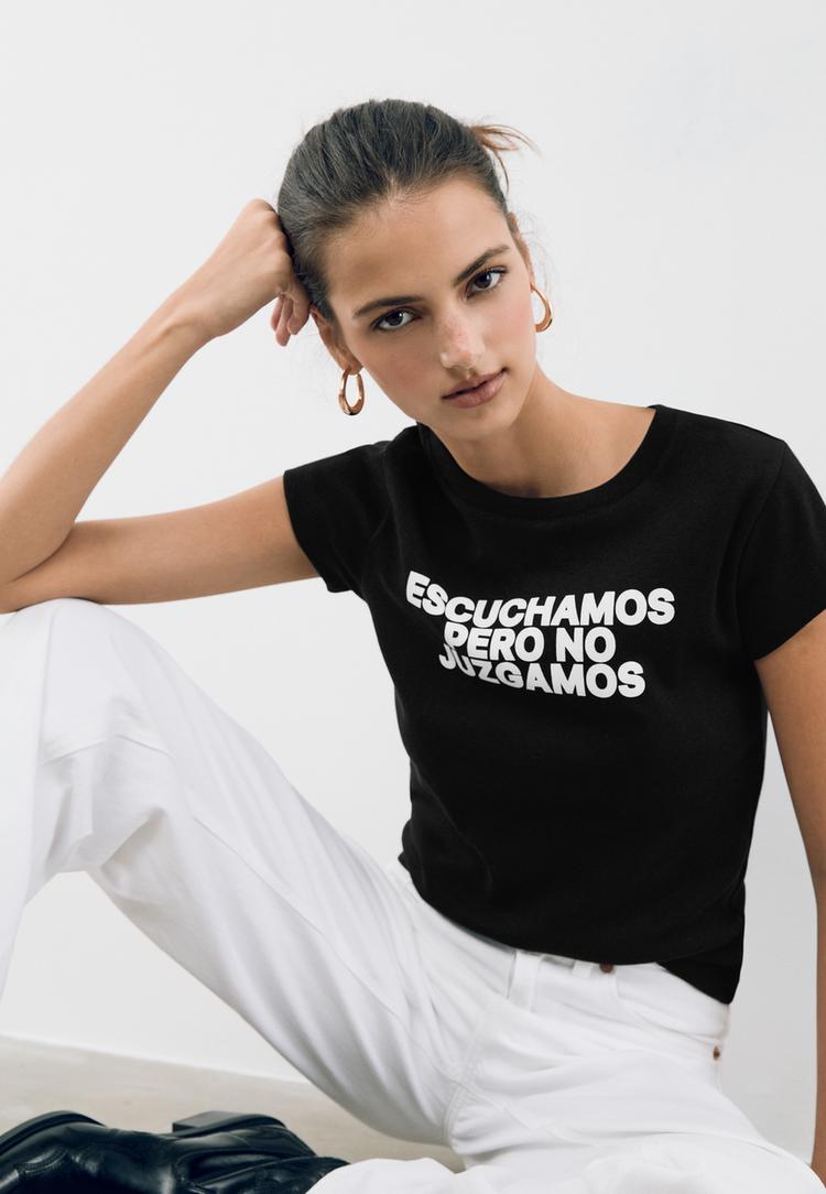fitted slogan t shirt
