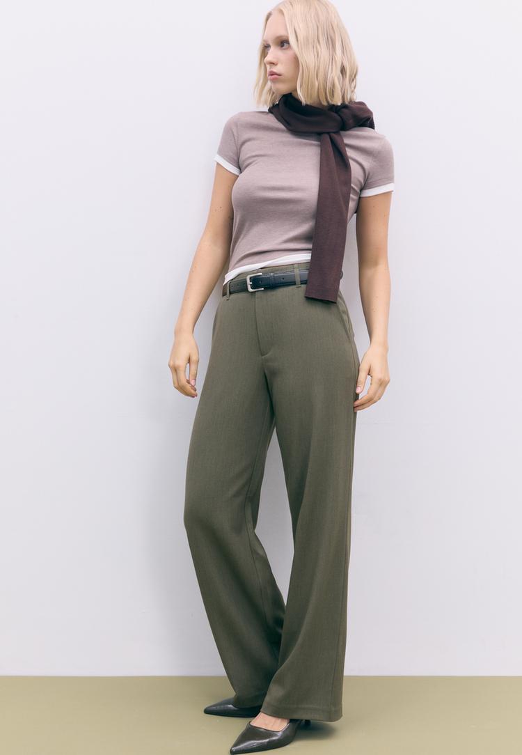 pantalon fluido recto vestir cinturon