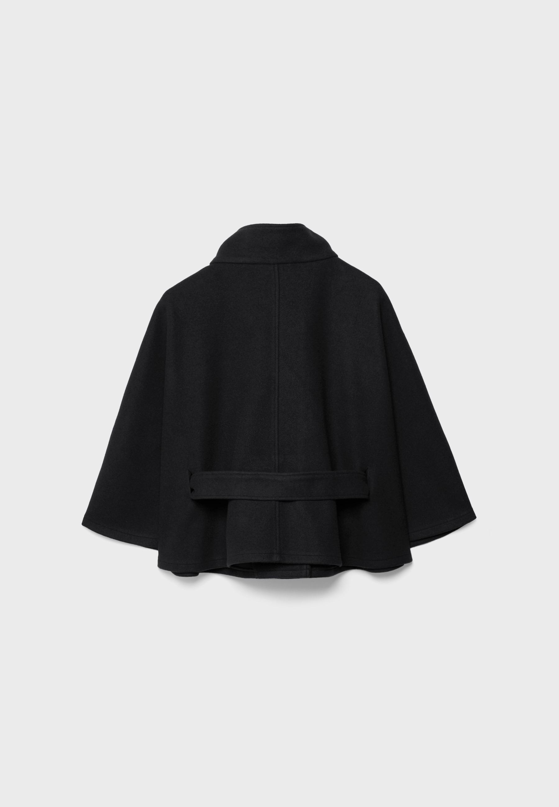 Soft-touch cape jacket — Black