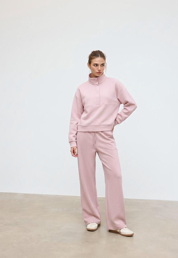 Stradivarius Weiches Sweatshirt Mit Reißverschluss Pastellrosa M
