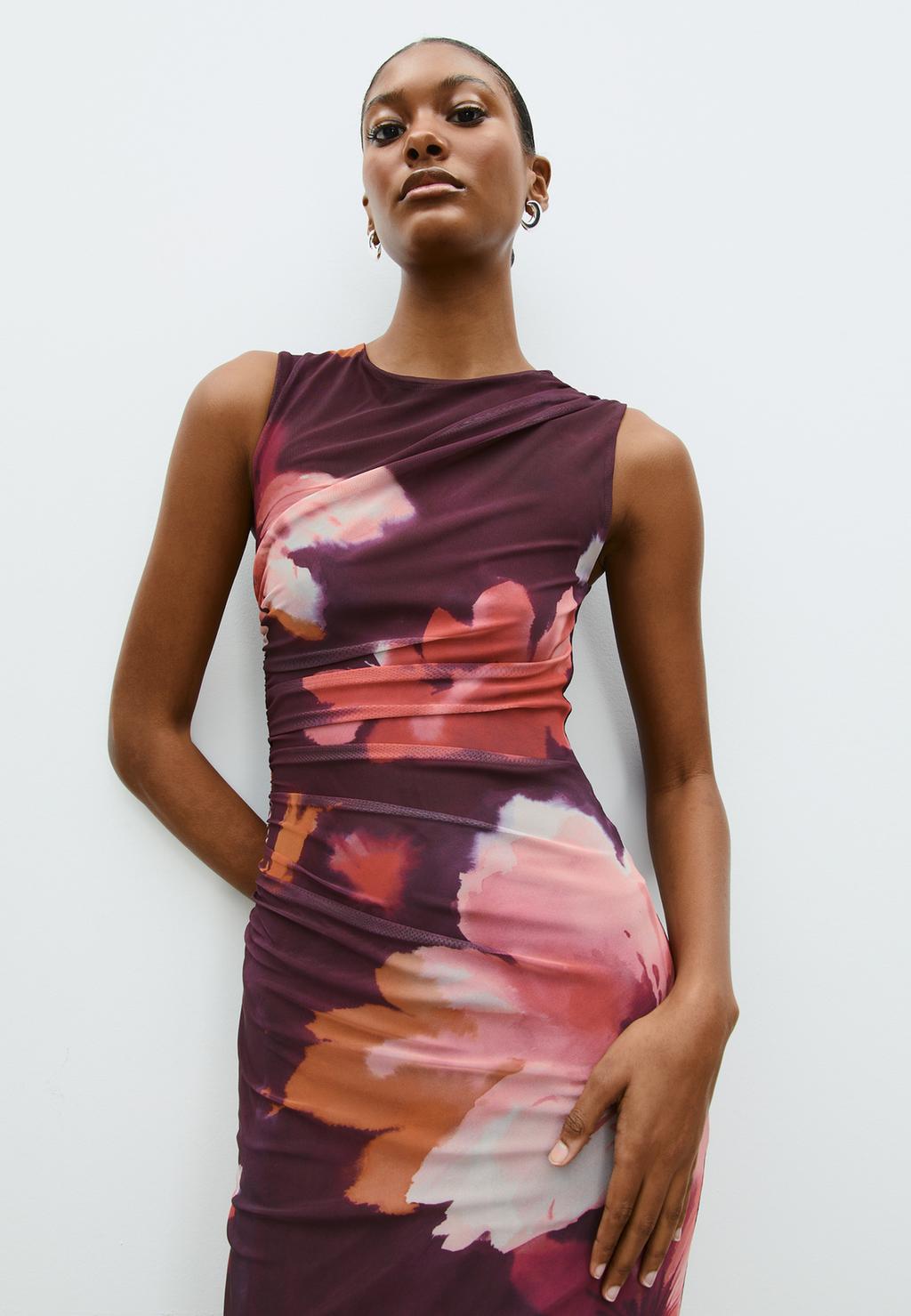 Robe midi en tulle imprimé