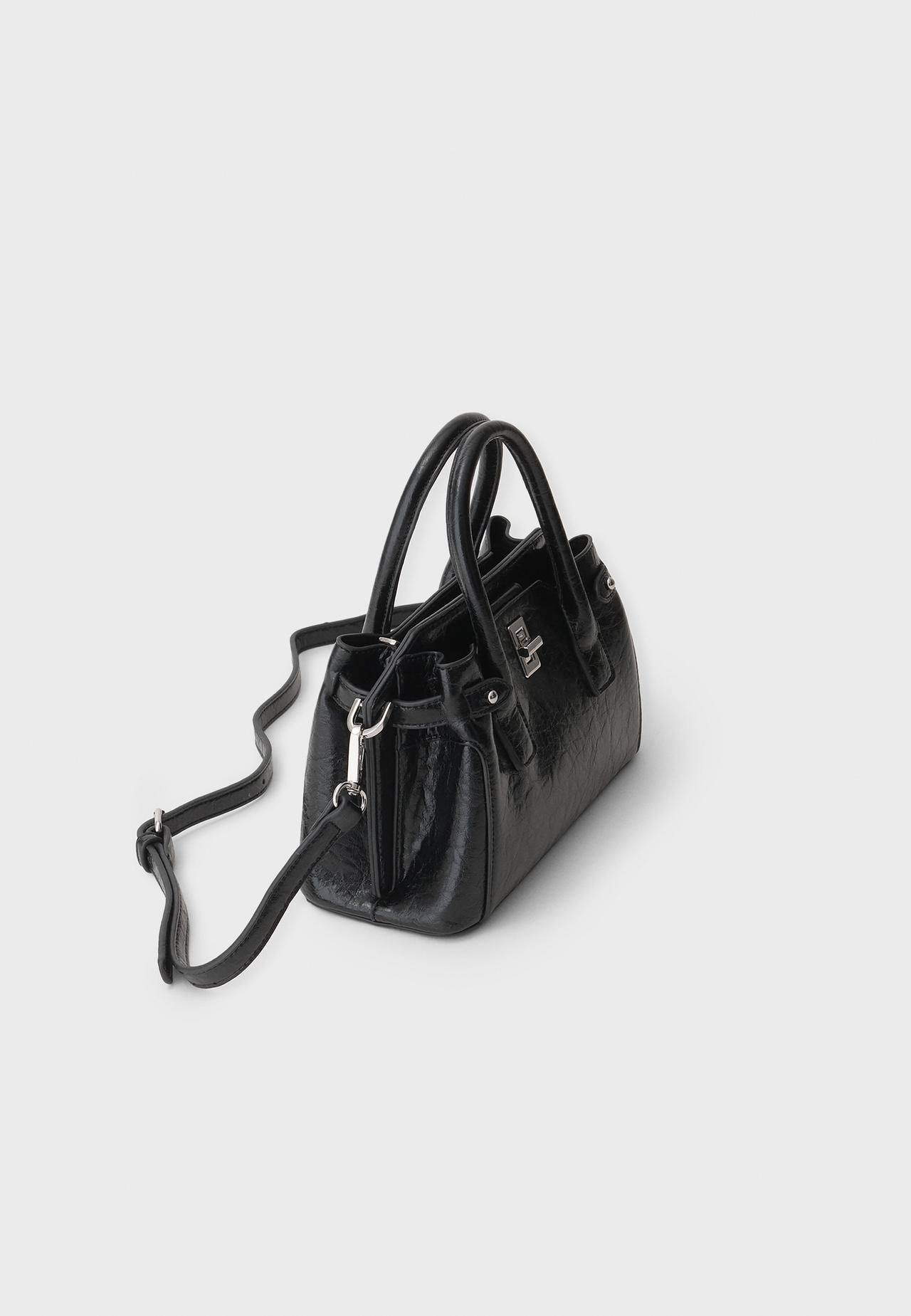 Tote crossbody bag with clasp — Black