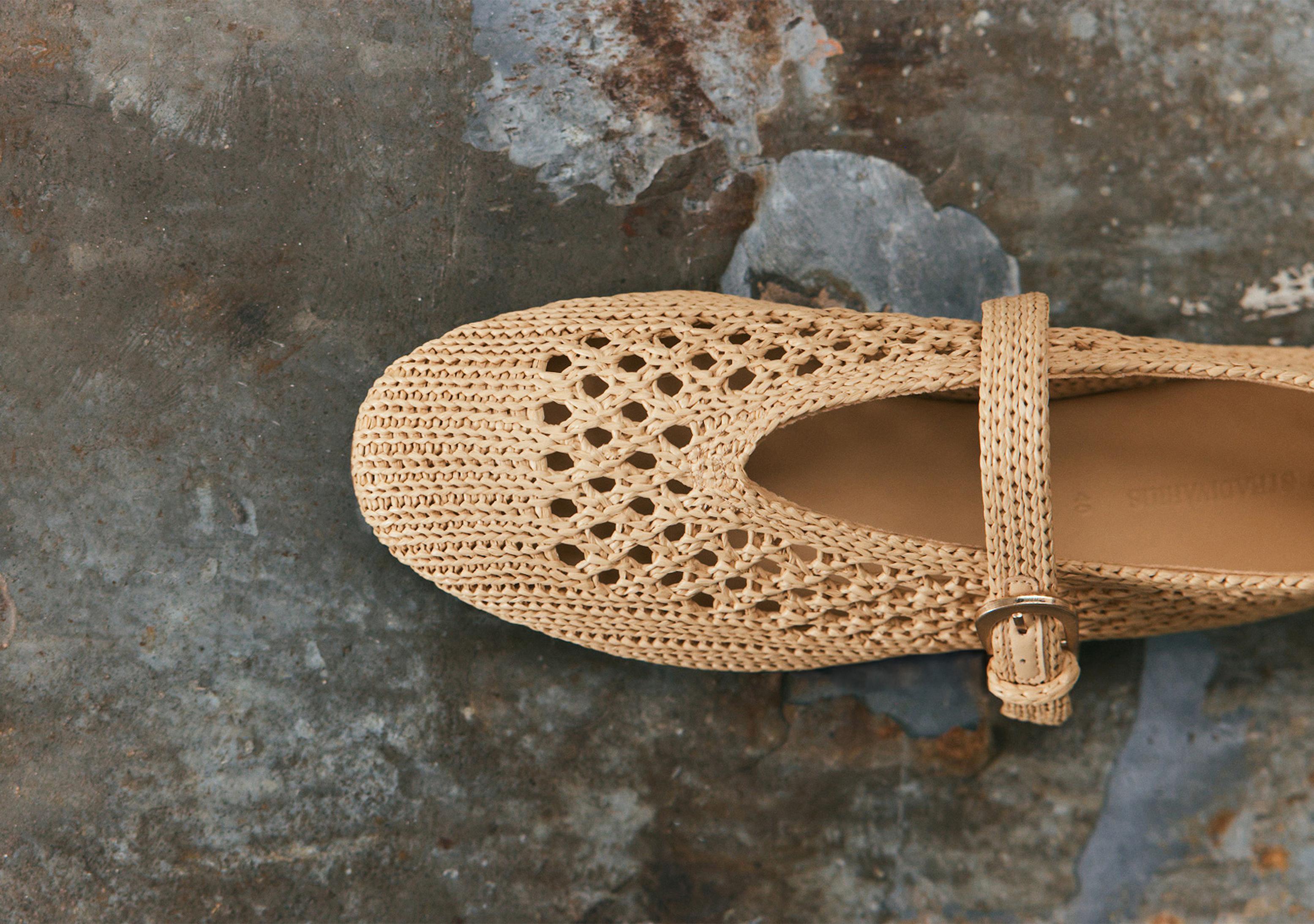 Openwork strap ballet flats — BEIGE
