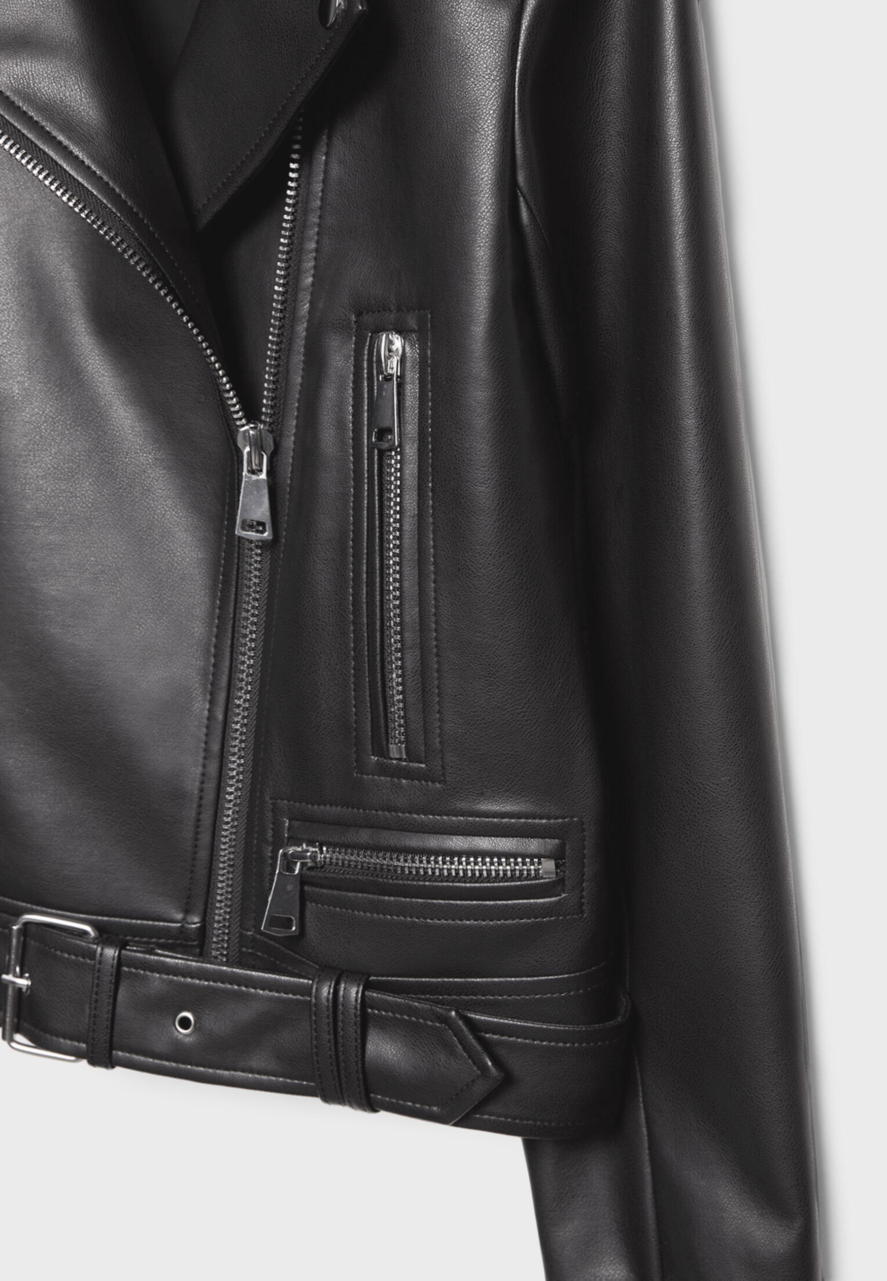 Leather effect biker jacket — Black