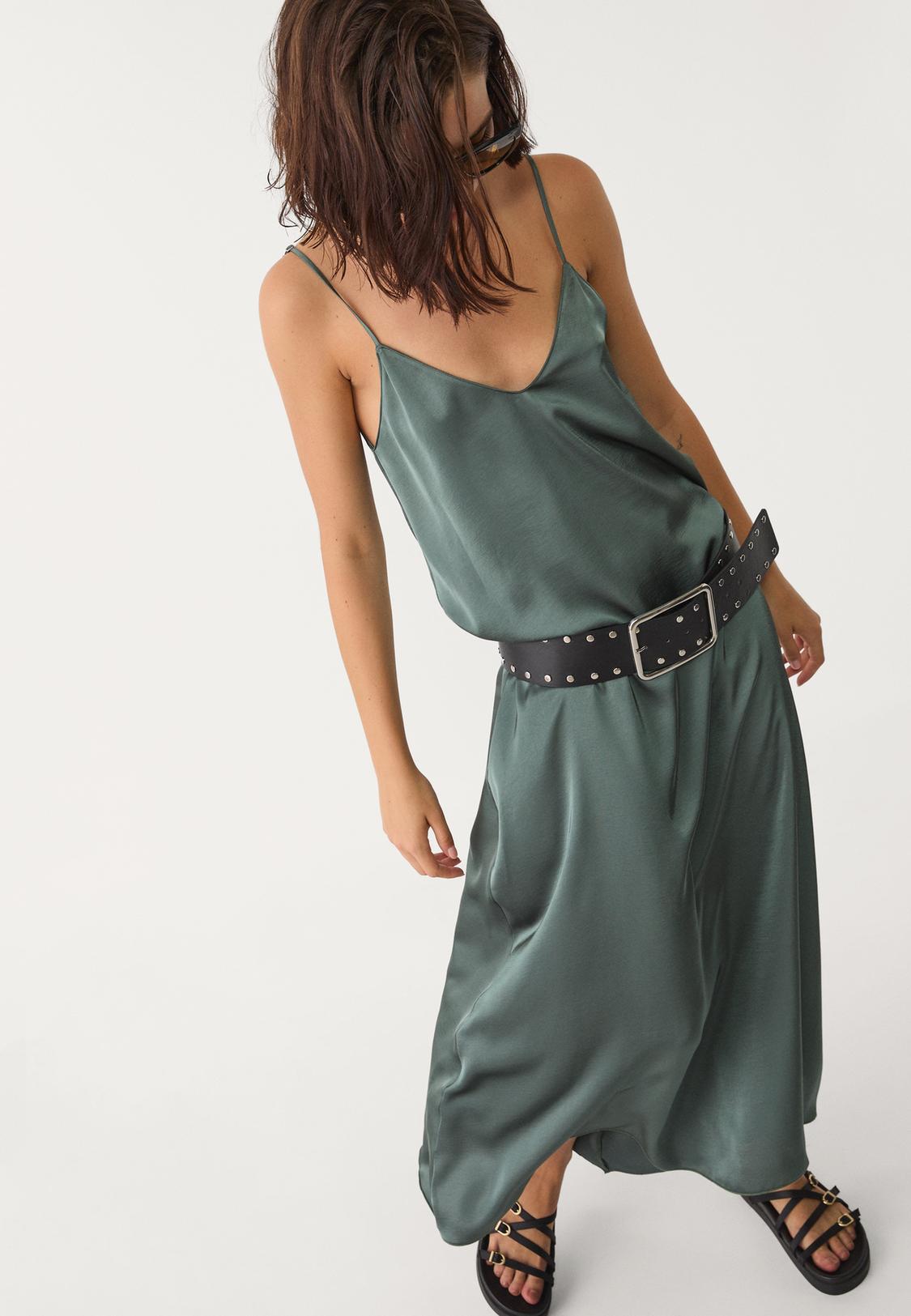 Vestido Verde Largo Stradivarius Vestido Flores Verde Stradivarius