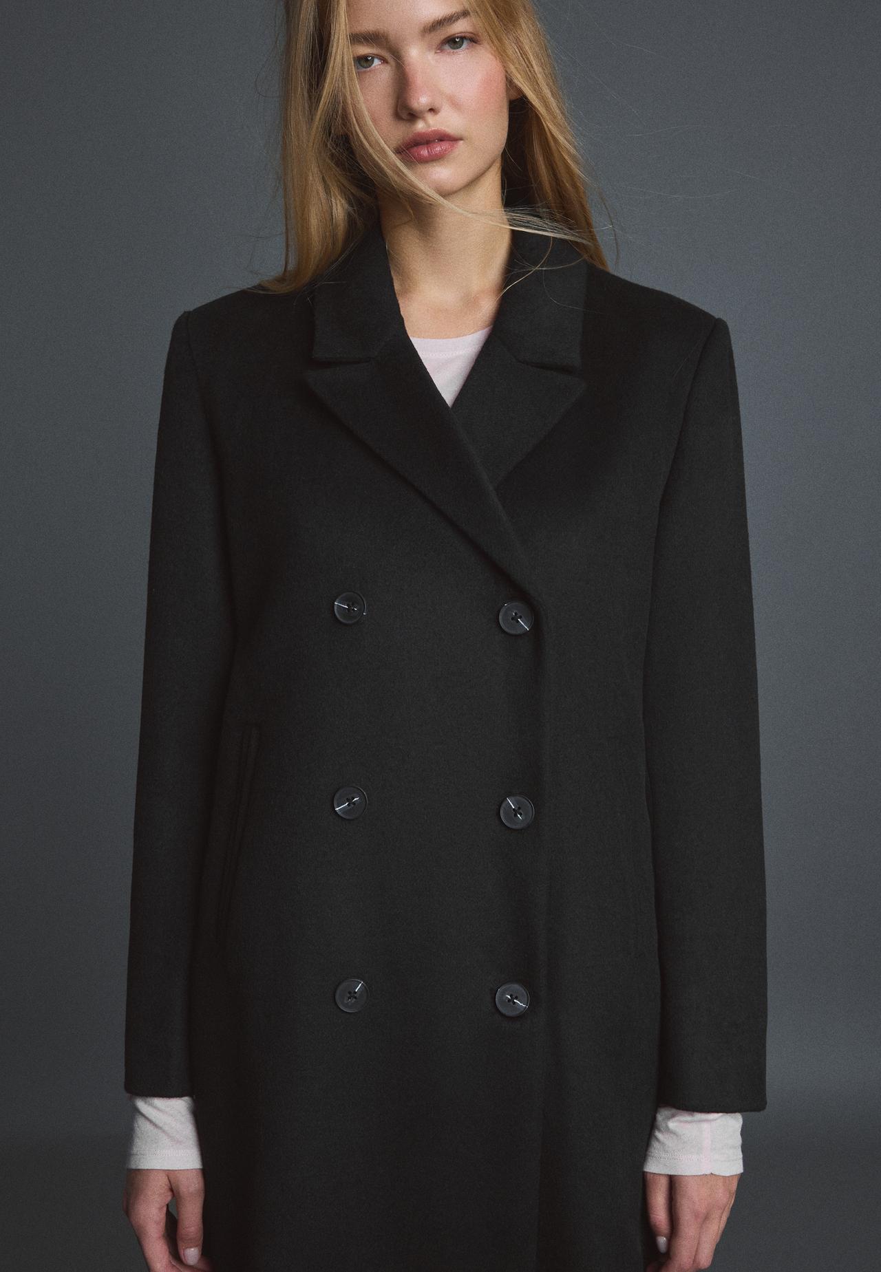 Straight felt coat — Black