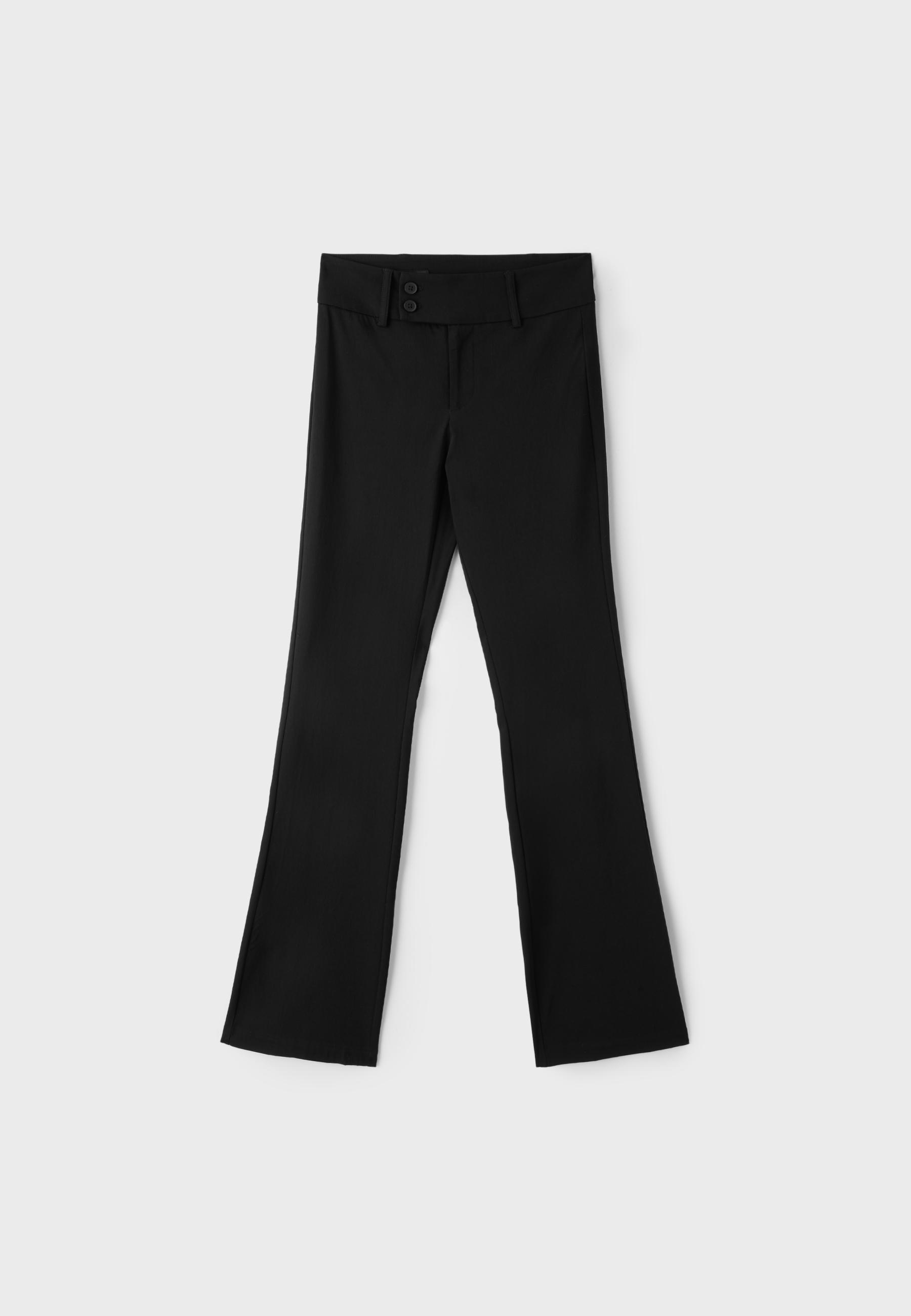 High-waist bengaline bell bottom trousers — Black