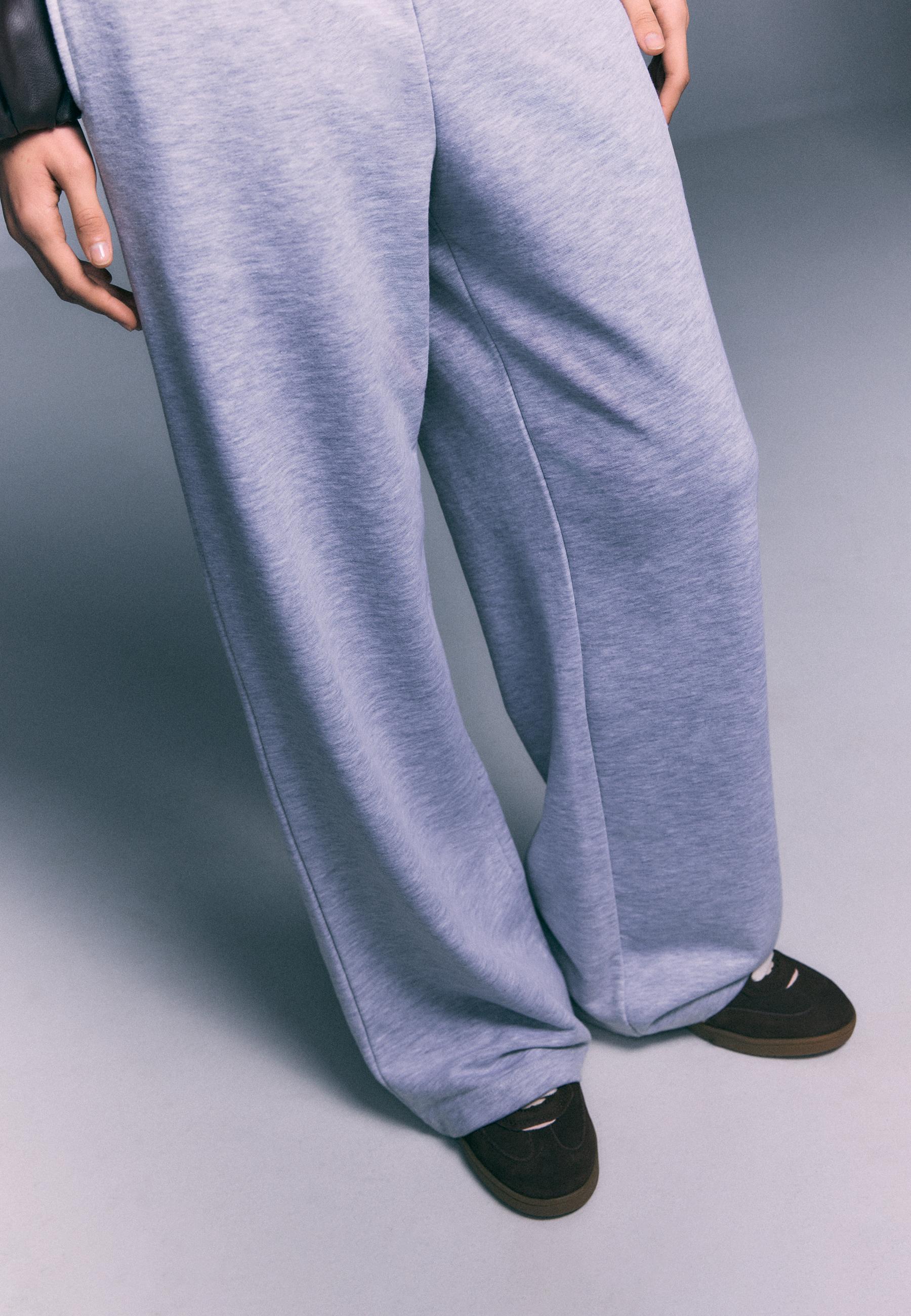 Wide-leg jogger trousers — Grey melange