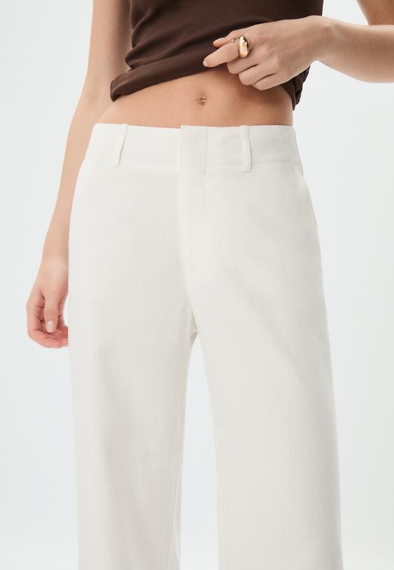 pantalon recto fluido efecto lino