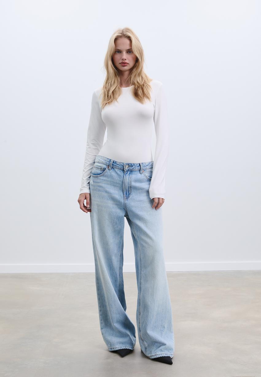 Body manches longues polyamide - T-shirts femme | Stradivarius France