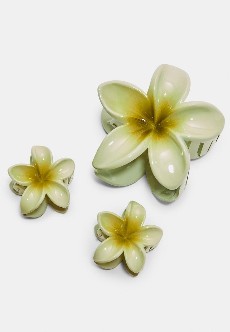 set 3 pinzas de pelo flor