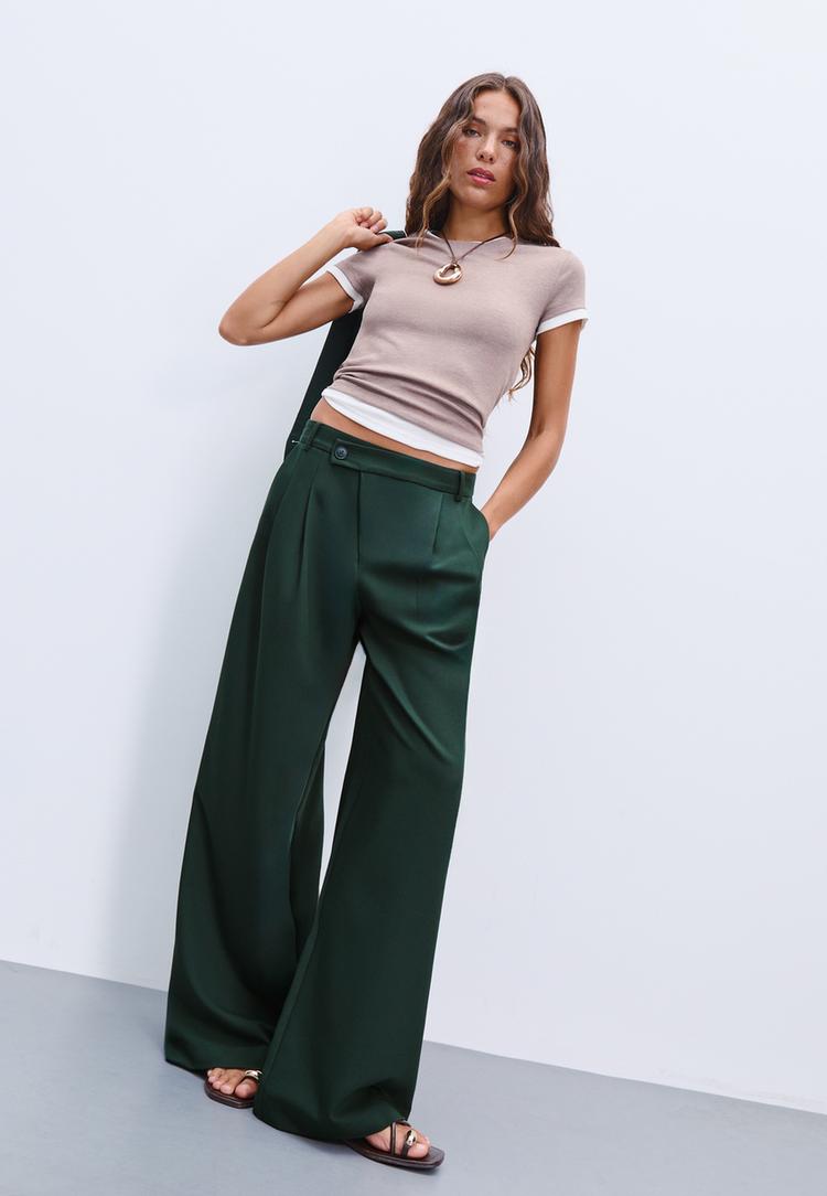 pantalon vestir casual cintura cruzada