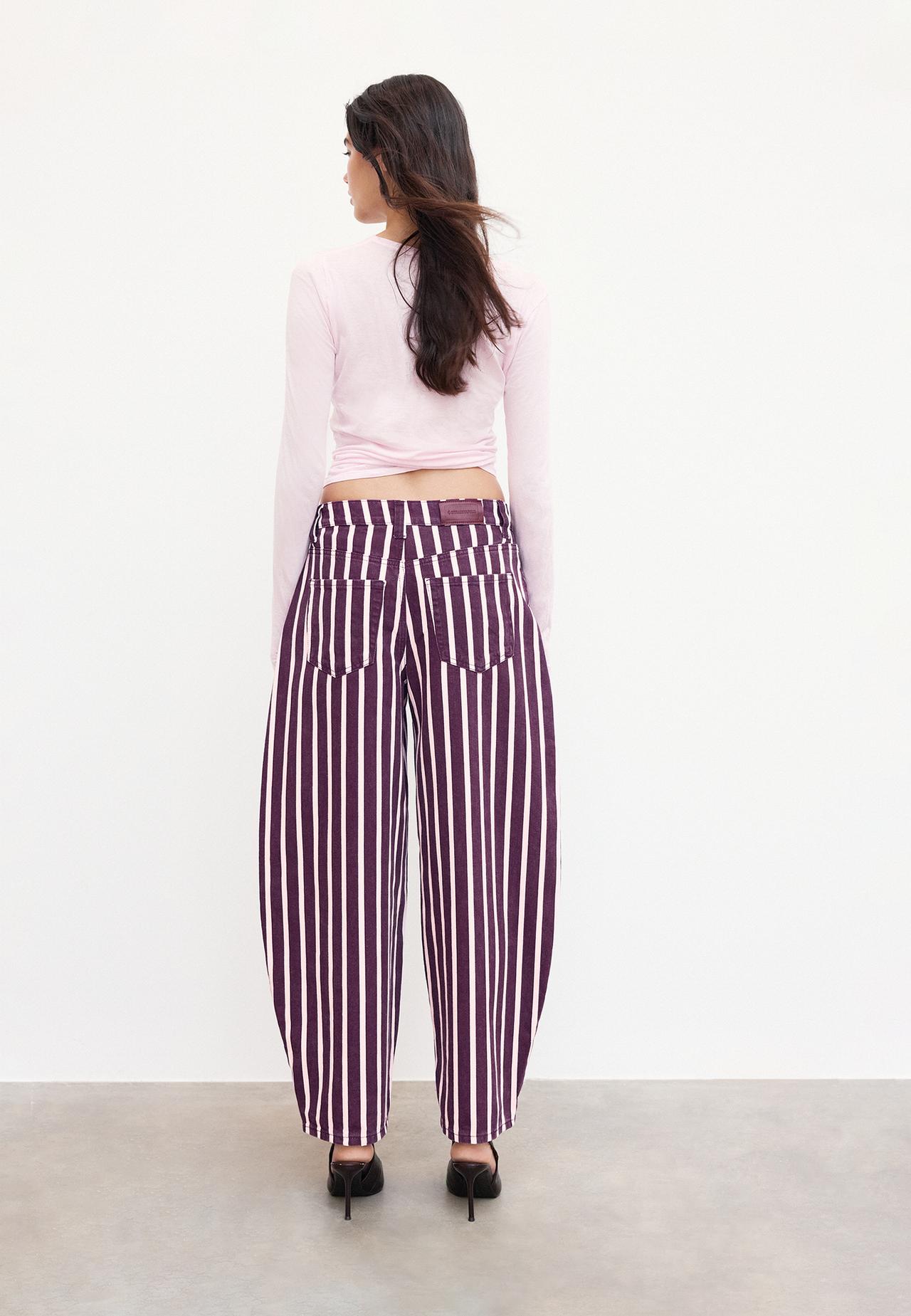 Striped barrel jeans — Purple