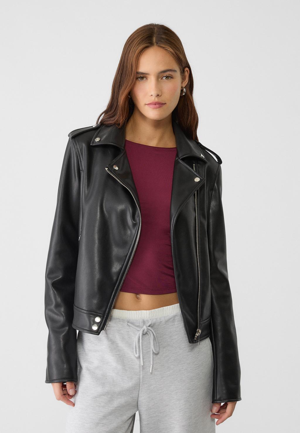 Leather effect biker jacket