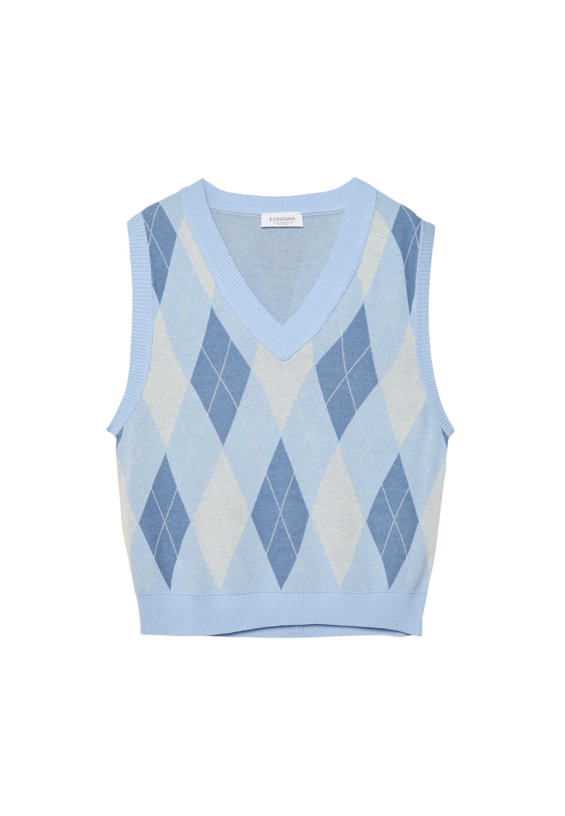 Argyle knit vest Women s fashion Stradivarius Canada