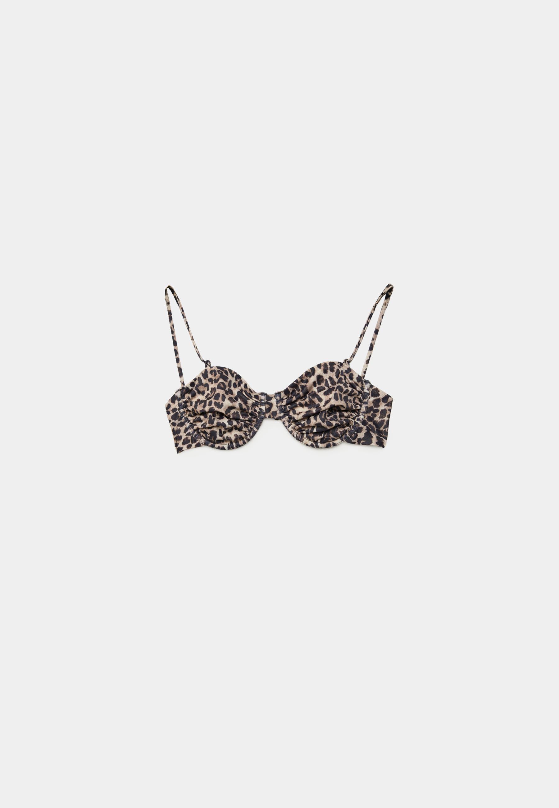 Balconette animal print bikini top — Beige