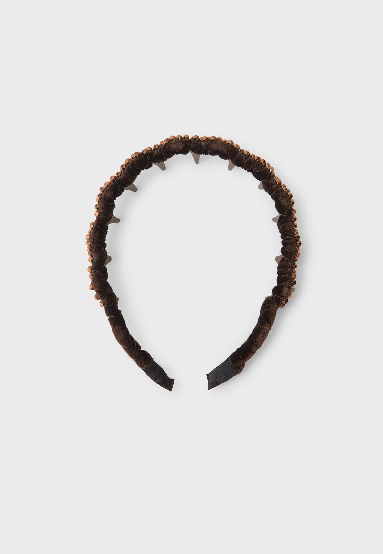Rigid shimmery headband — Brown