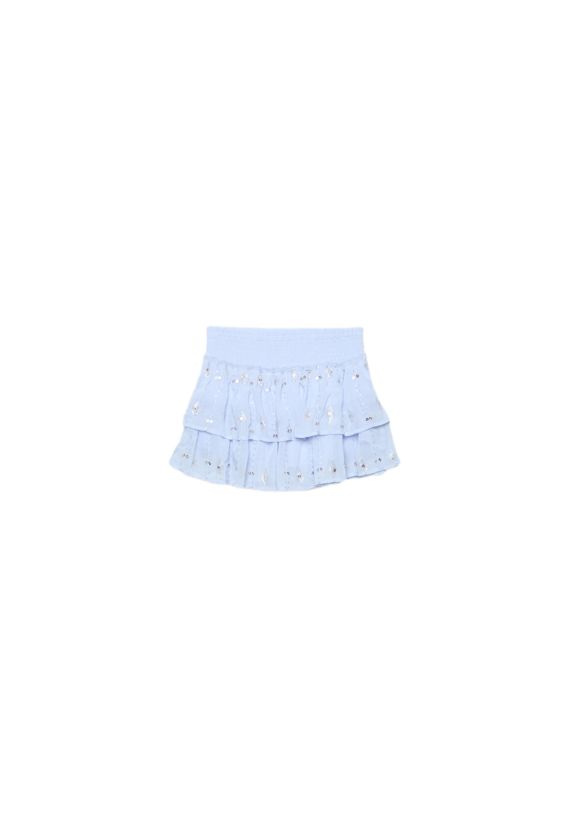 Embroidered mini skirt — Sky blue