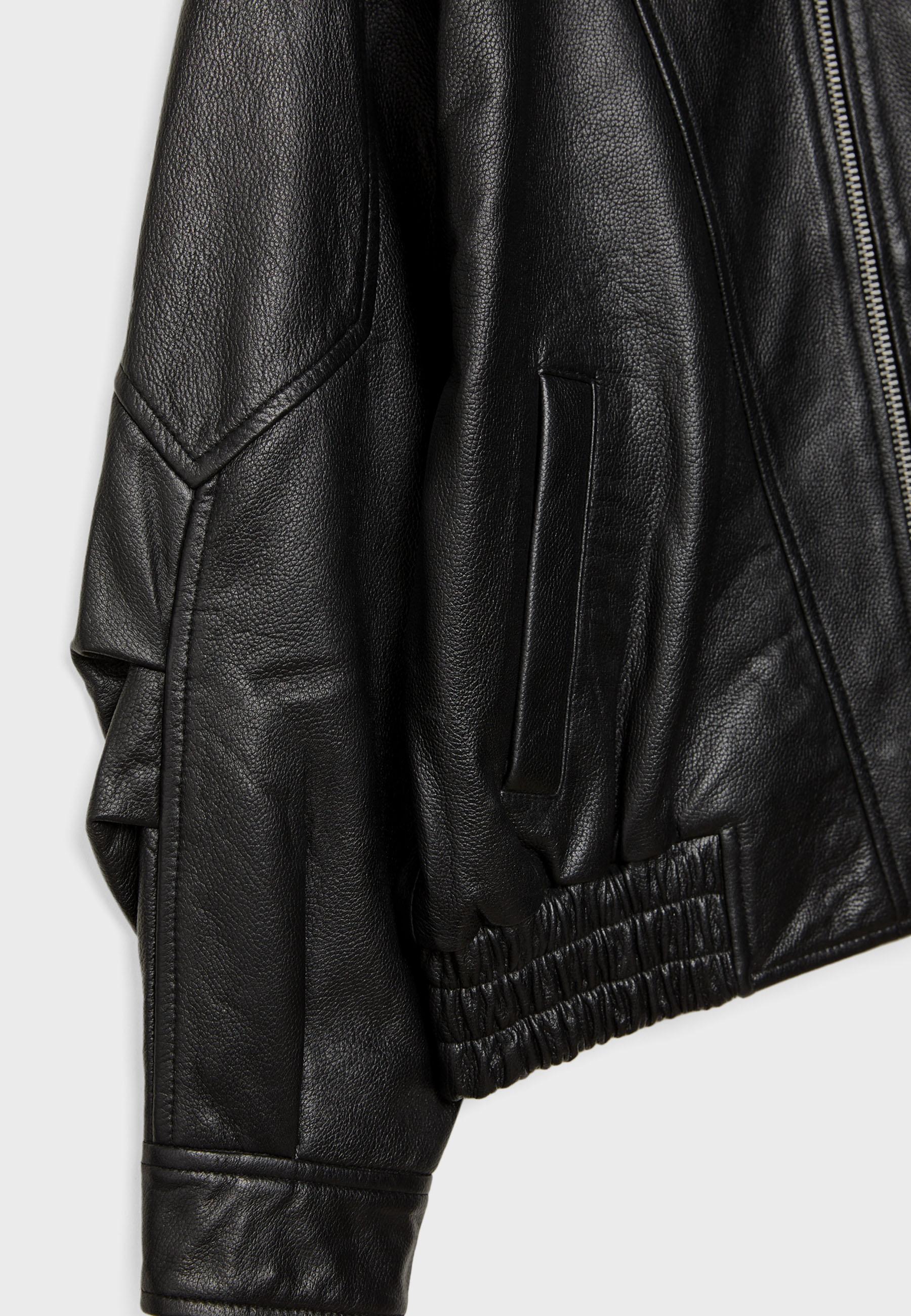 Oversize leather jacket — Black