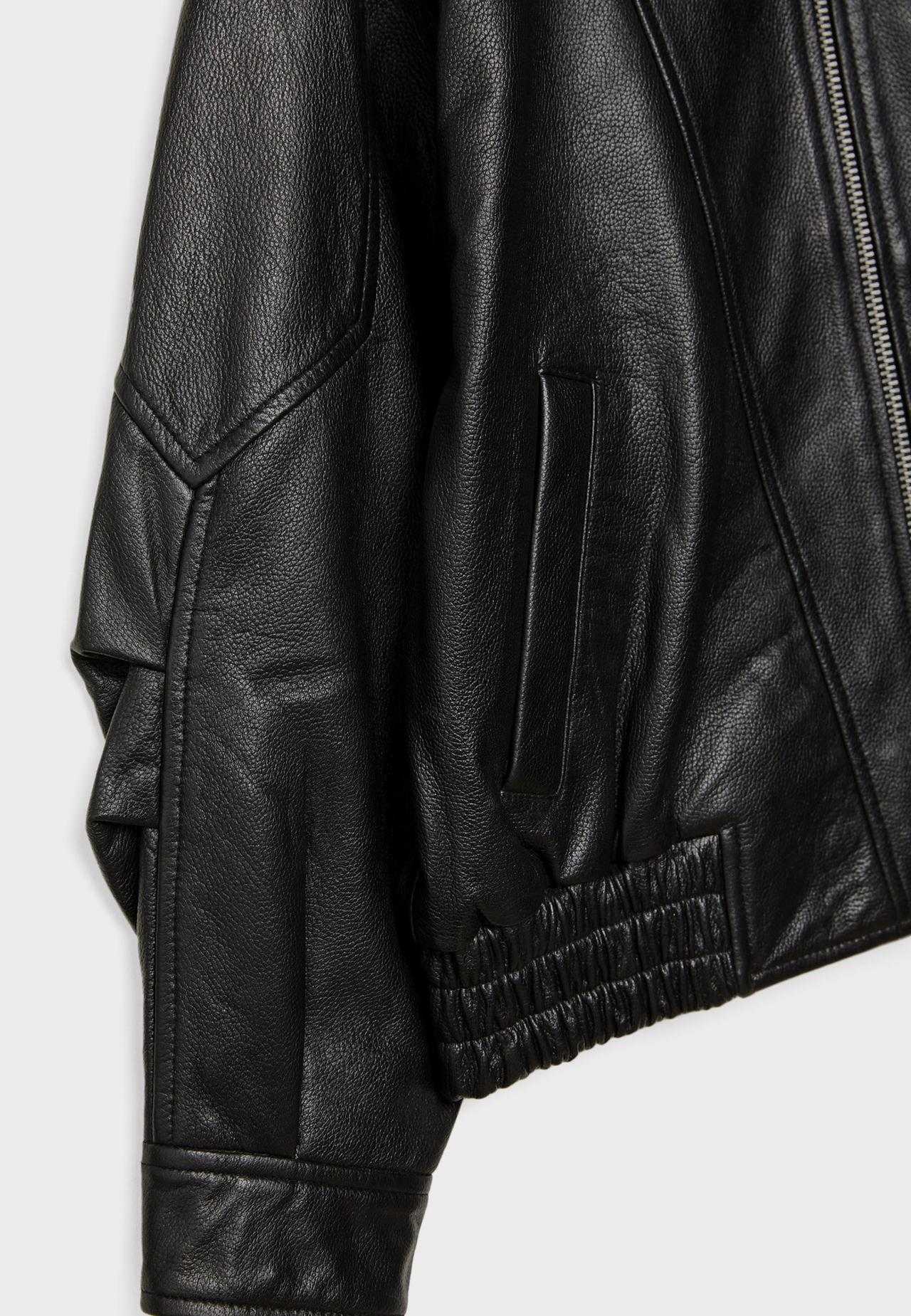 Oversize leather jacket — Black