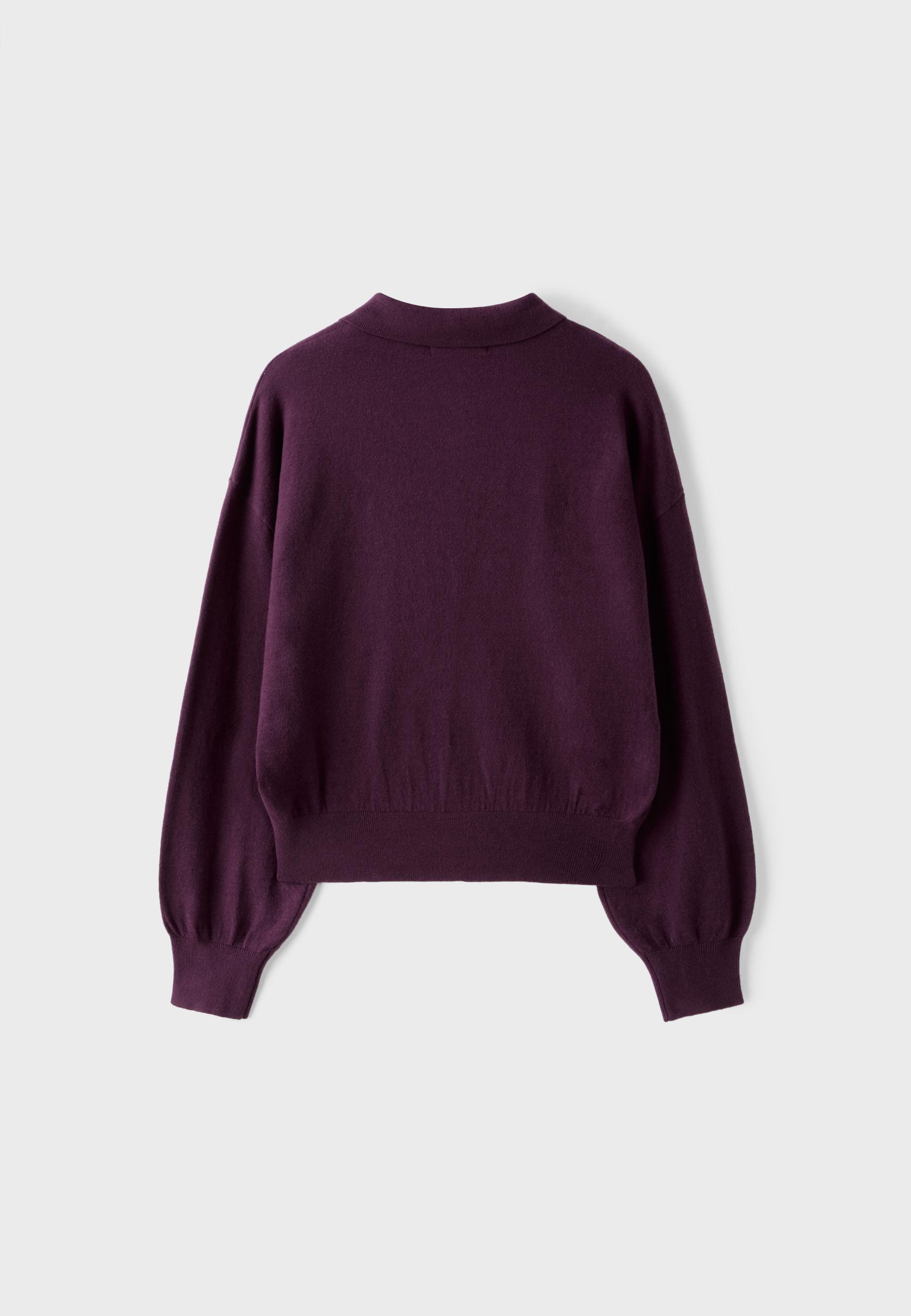 Polo collar knit sweater — Dark purple