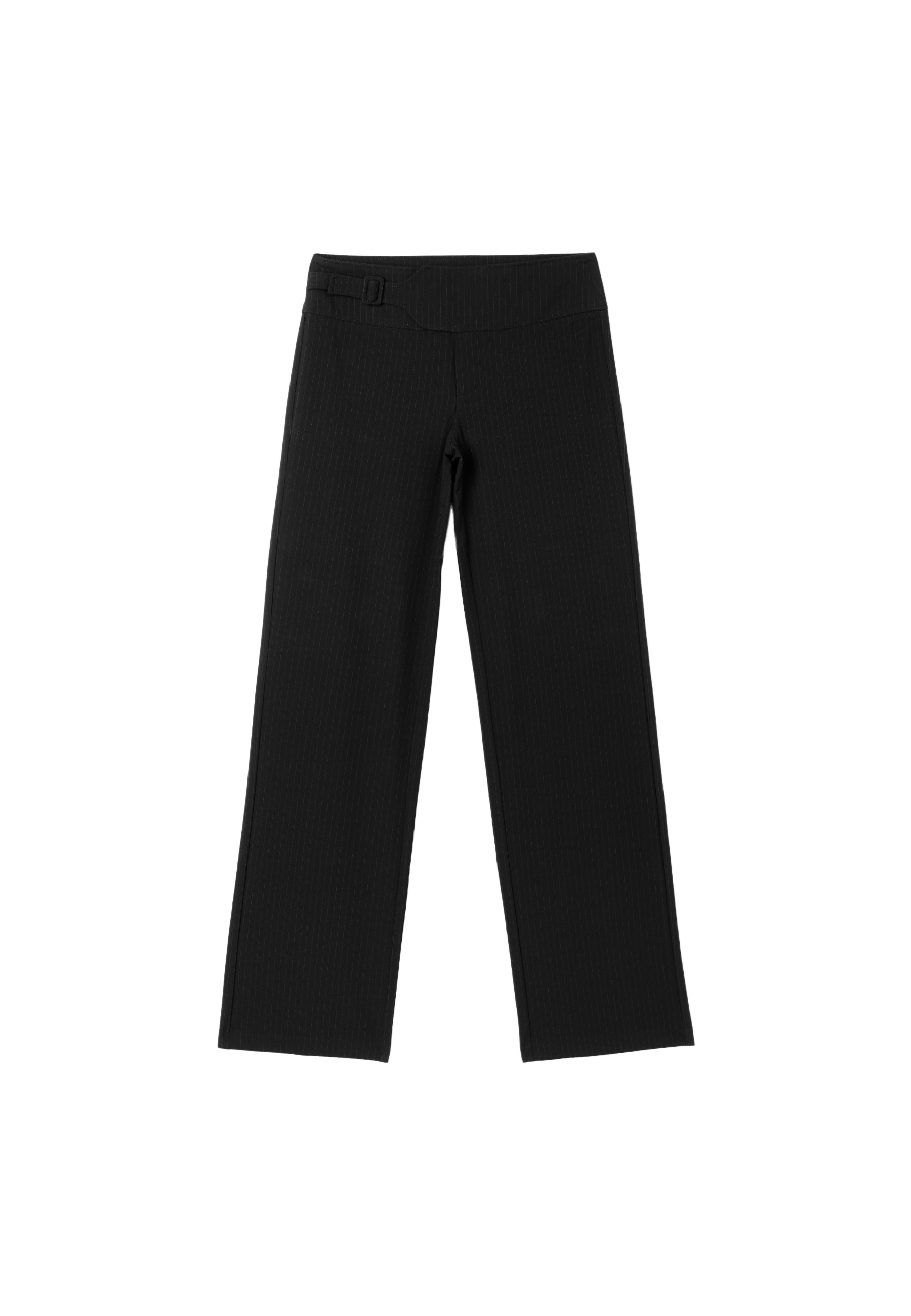Stradivarius Çizgili toka detaylı straight fit pantolon görsel 2
