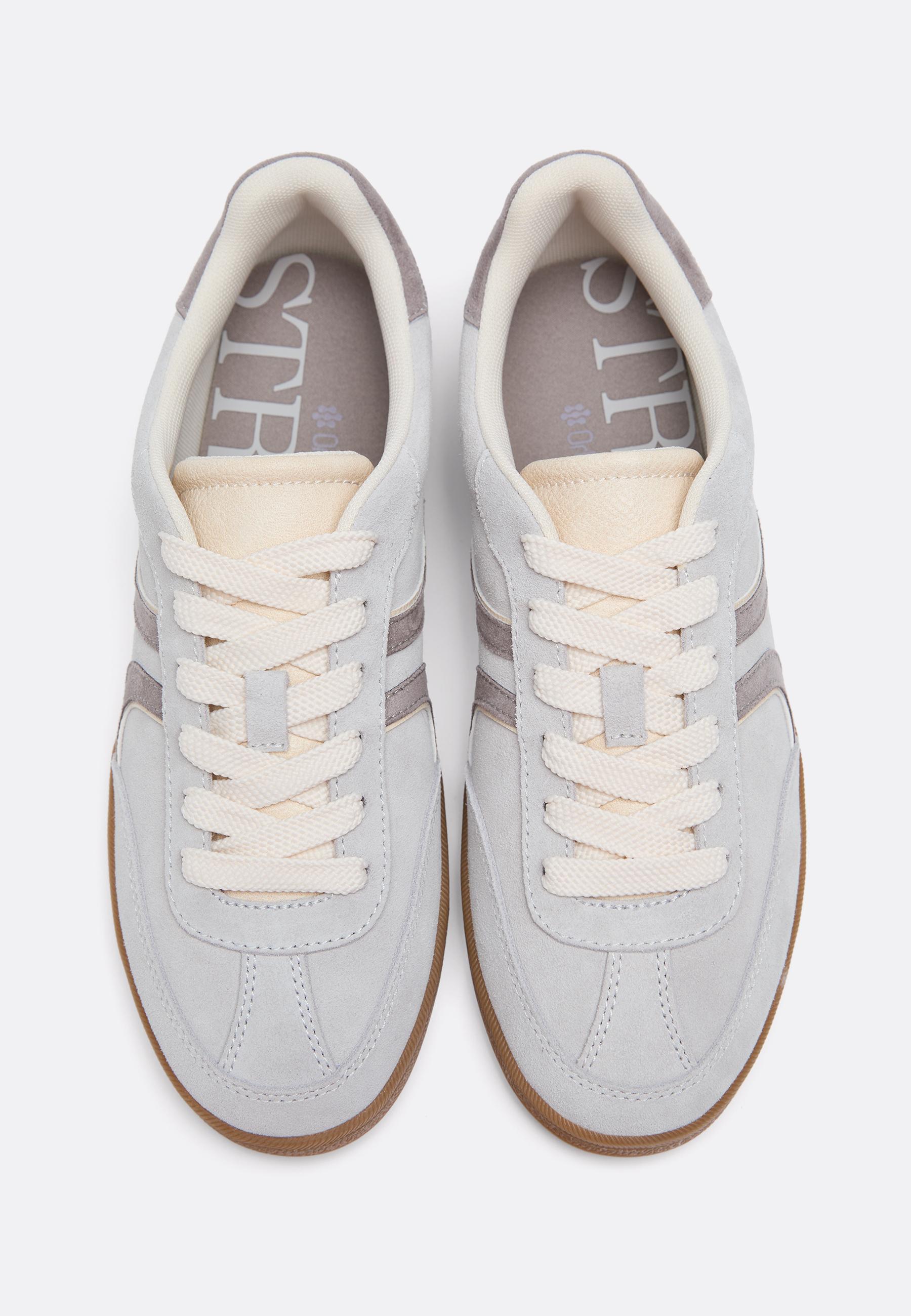 S011 Retro leather trainers — GREY