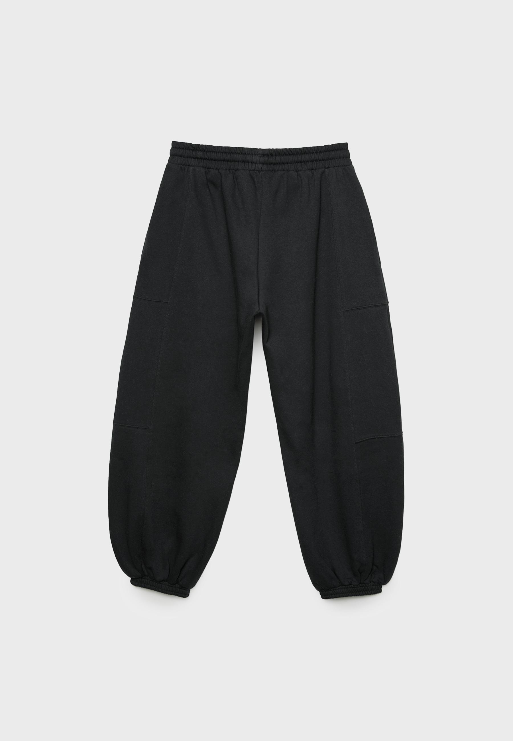 Plush balloon jogger trousers — Black