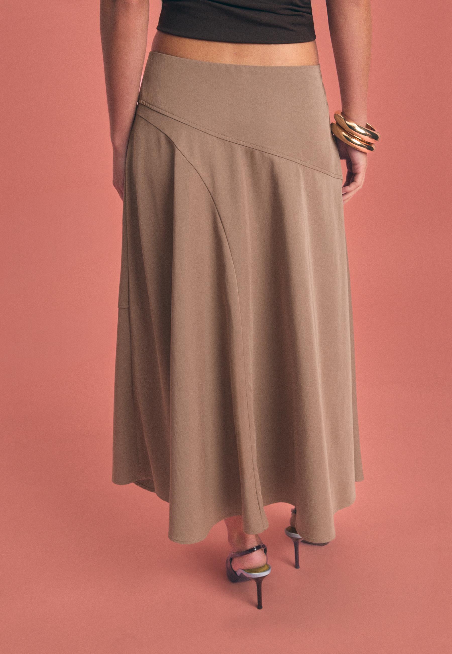 Layered midi skirt — Stone