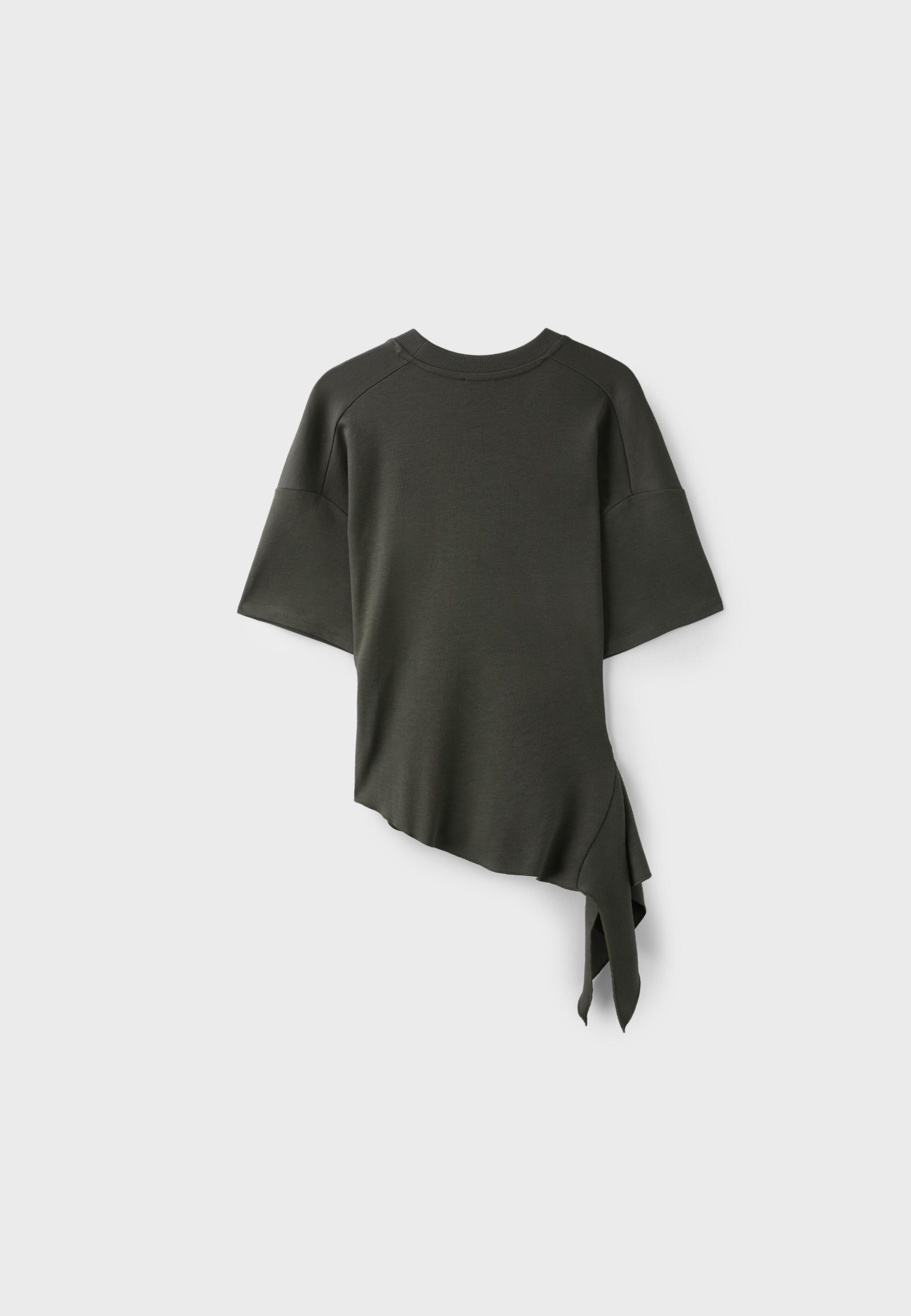 Asymmetric short sleeve T-shirt — Khaki