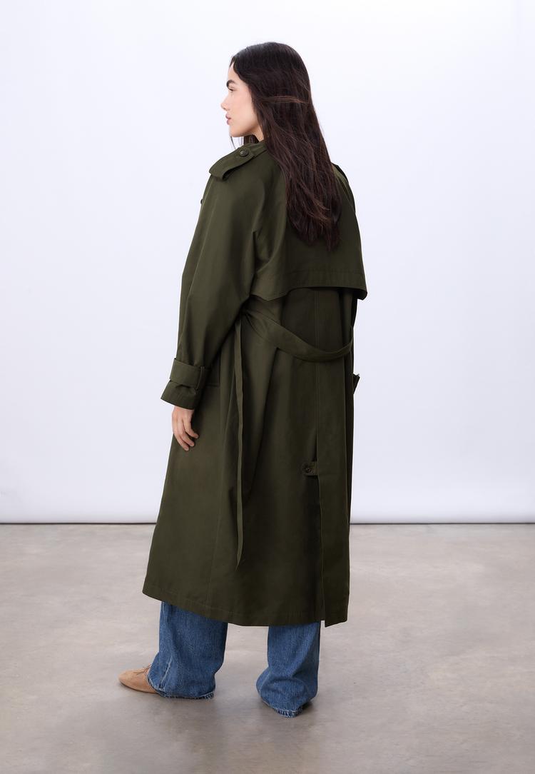 oversize uzun trenckot