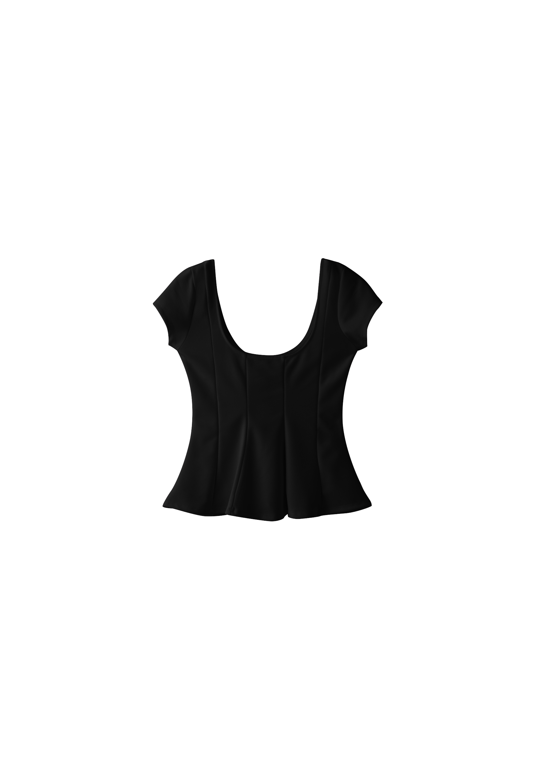 Peplum mini sleeve top — Black