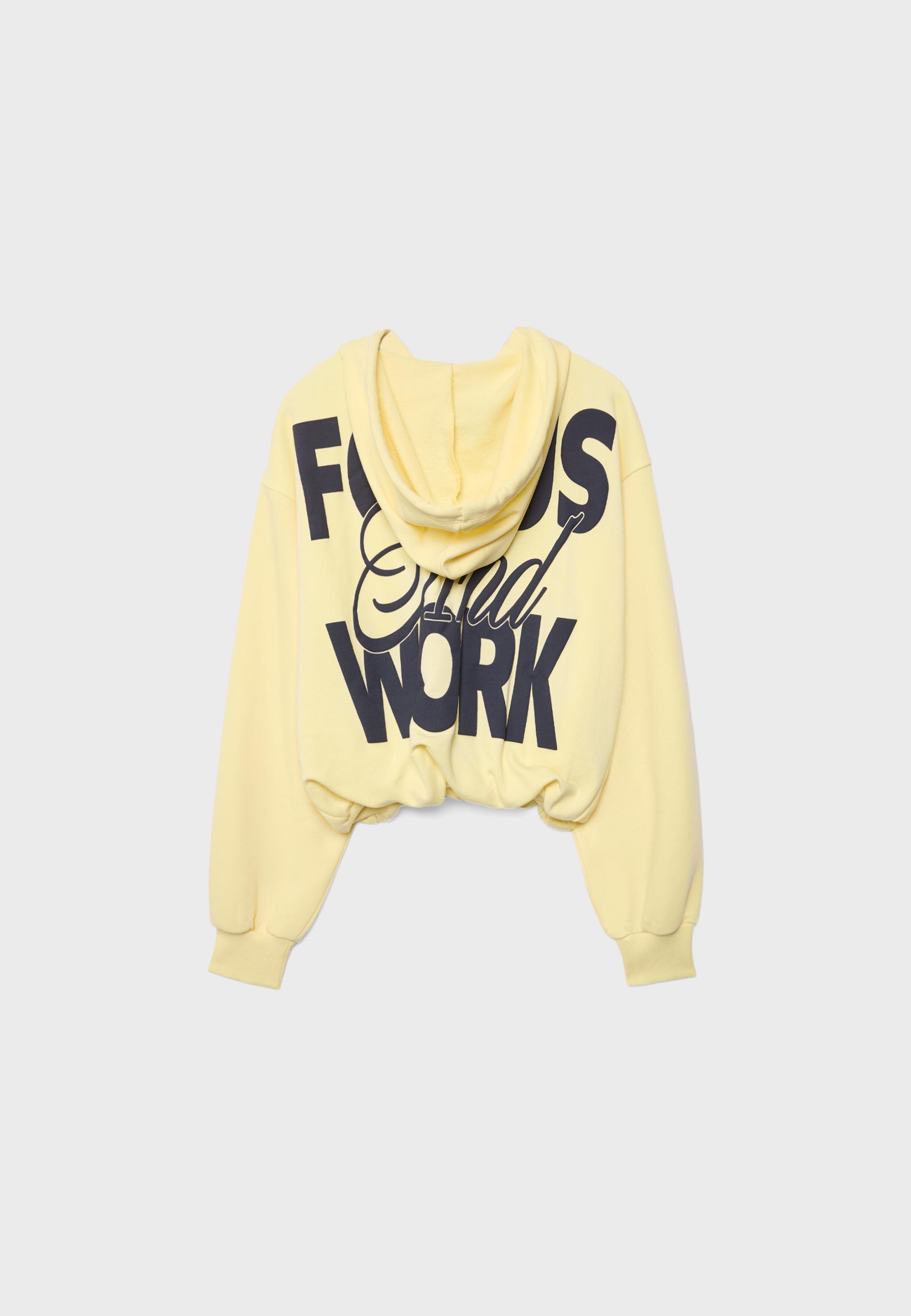 Printed Hooded Bomber Sweatshirt — Pastel yellow