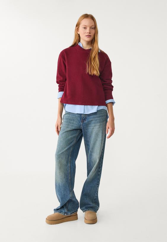 t shirt in maglia con collo rotondo