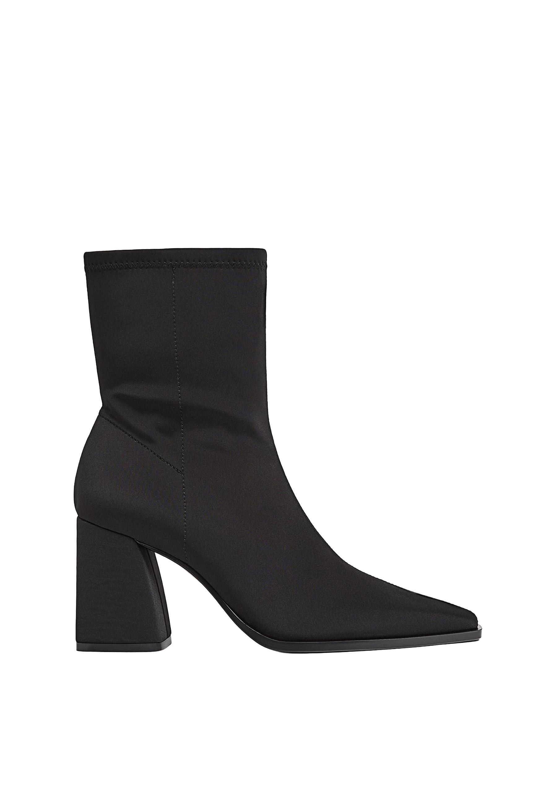 Neoprene-effect high-heeled ankle boots — BLACK