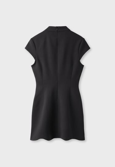 Short stand collar dress — Black 8