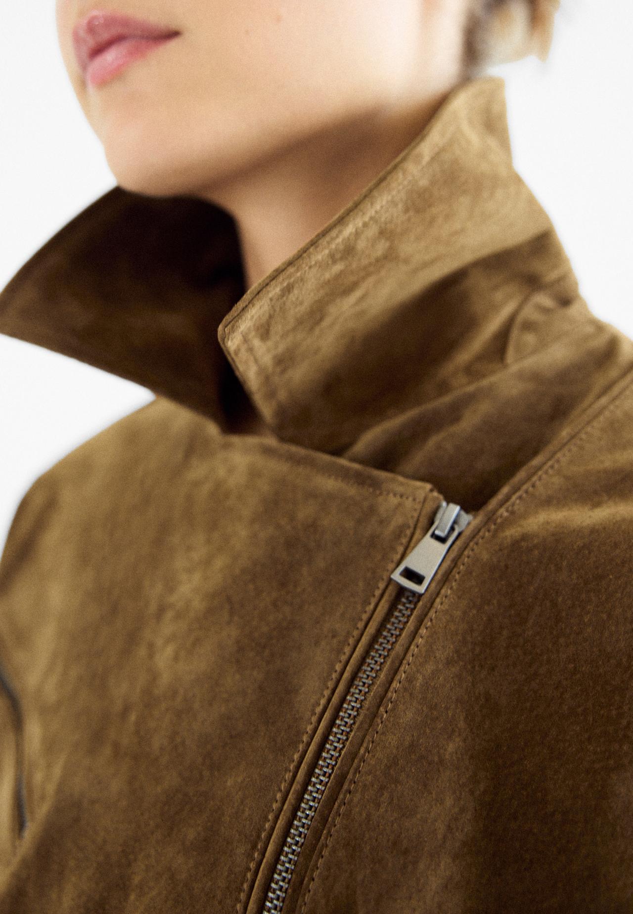 100% leather biker jacket — Brown