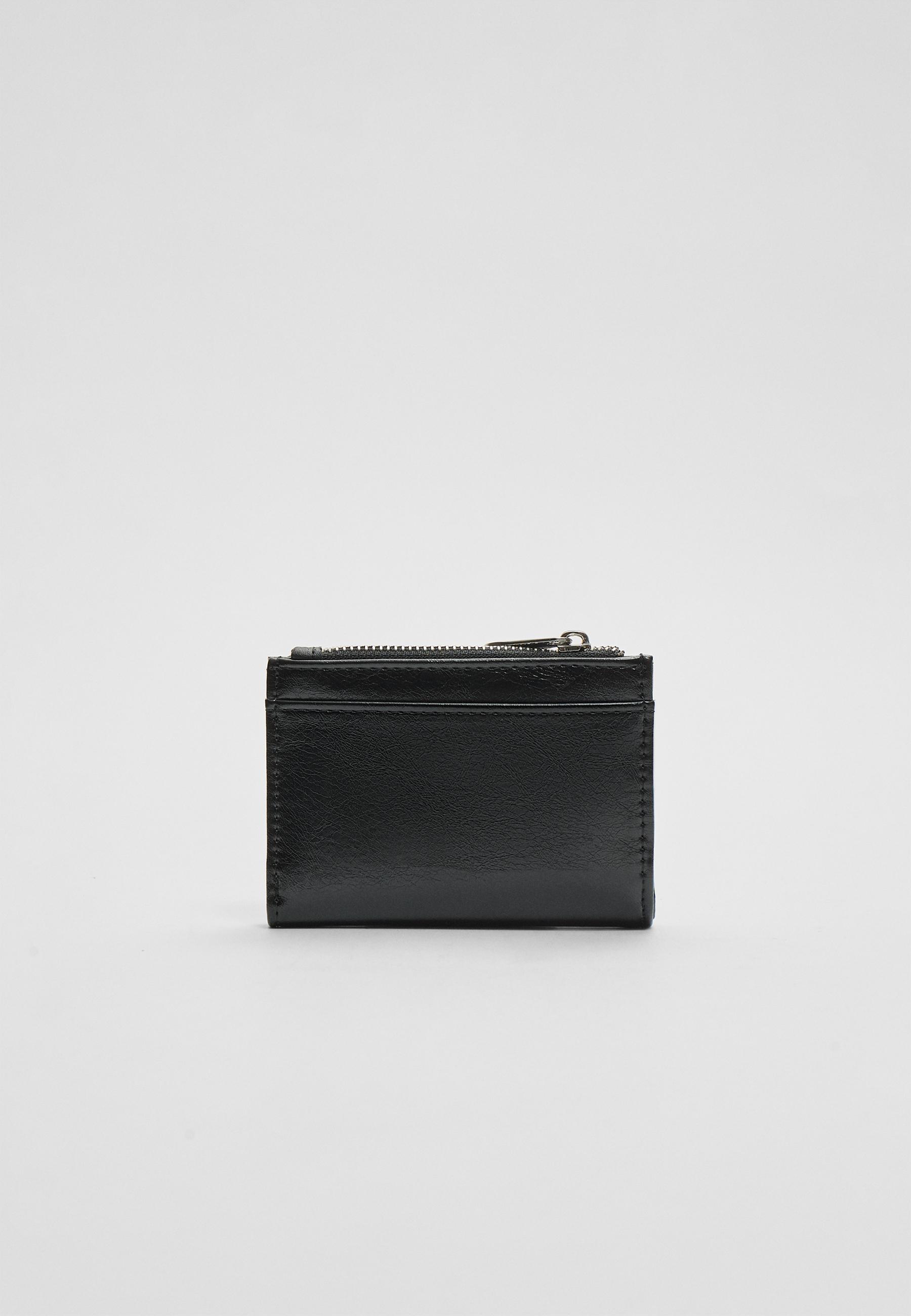 Basic zipped card holder purse — Black
