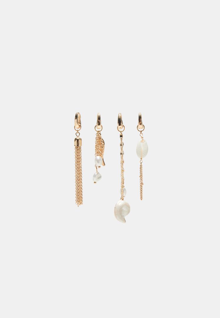 Er-Set Bikini-Charms mit Fischmotiv Goldfarben OS