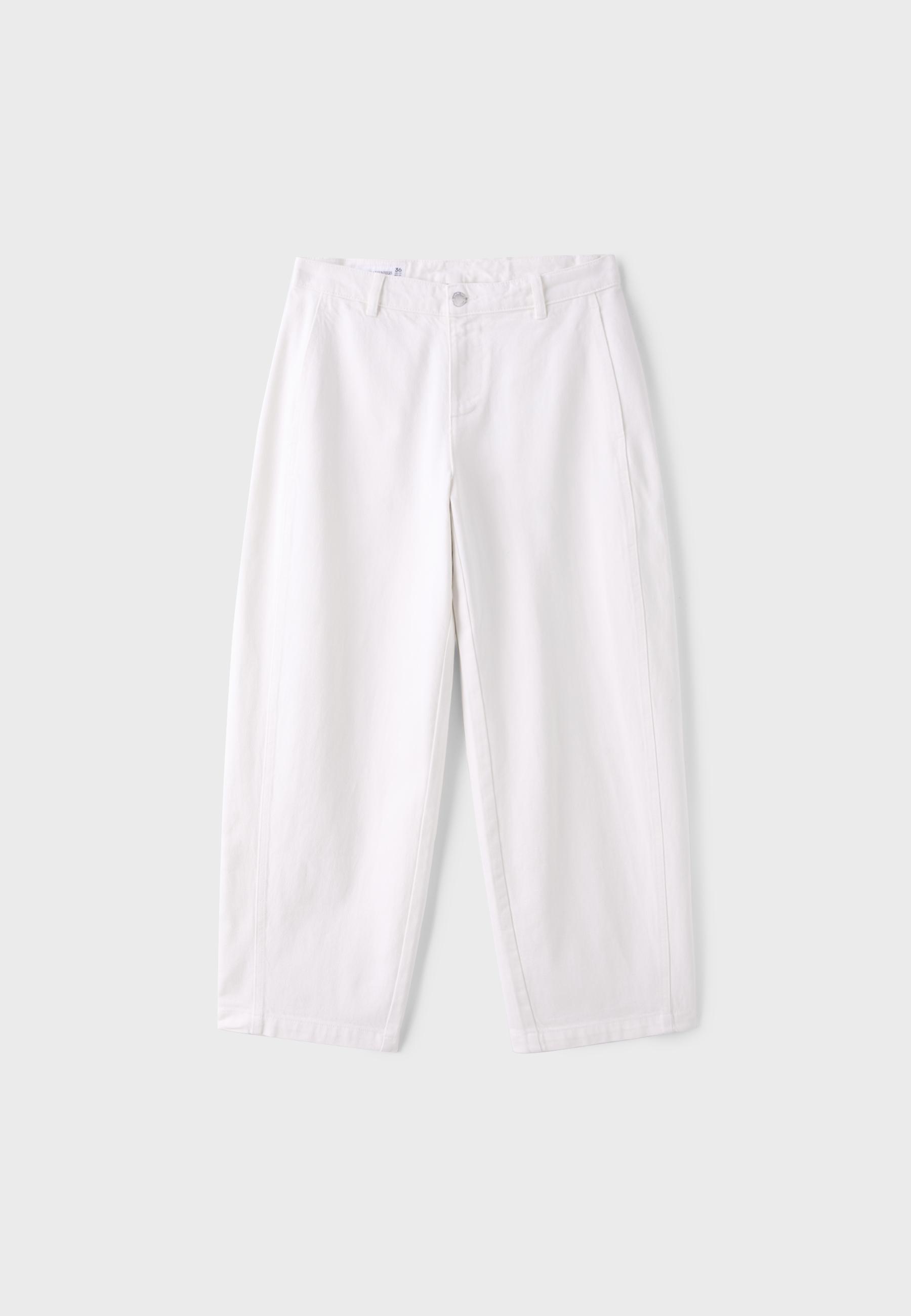 100% Cotton Barrel Trousers — Vanilla