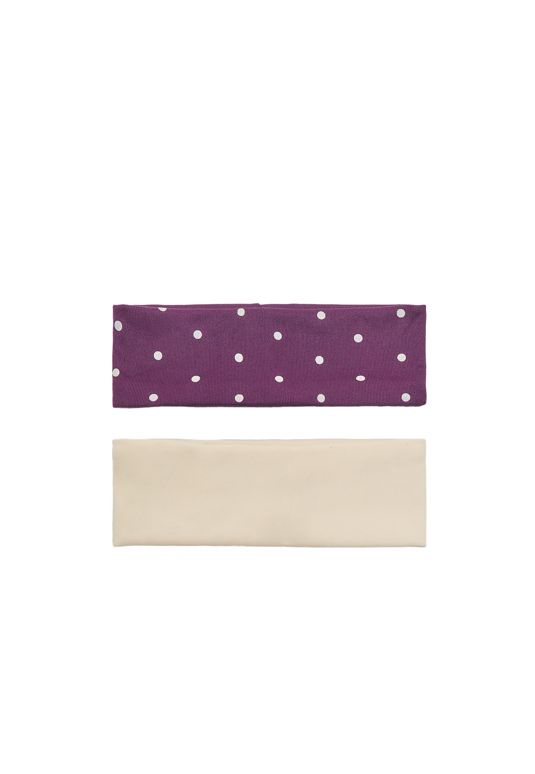 Set of 2 elasticated polka dot hair bands — Ecru