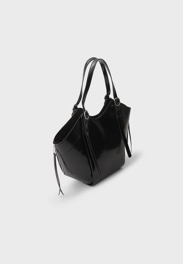 Shoulder shopper bag with buckles — Black 3