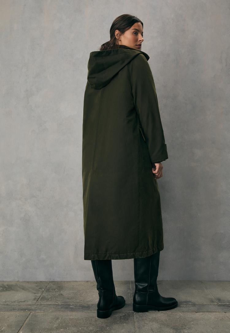 parka larga encerada capucha extraible